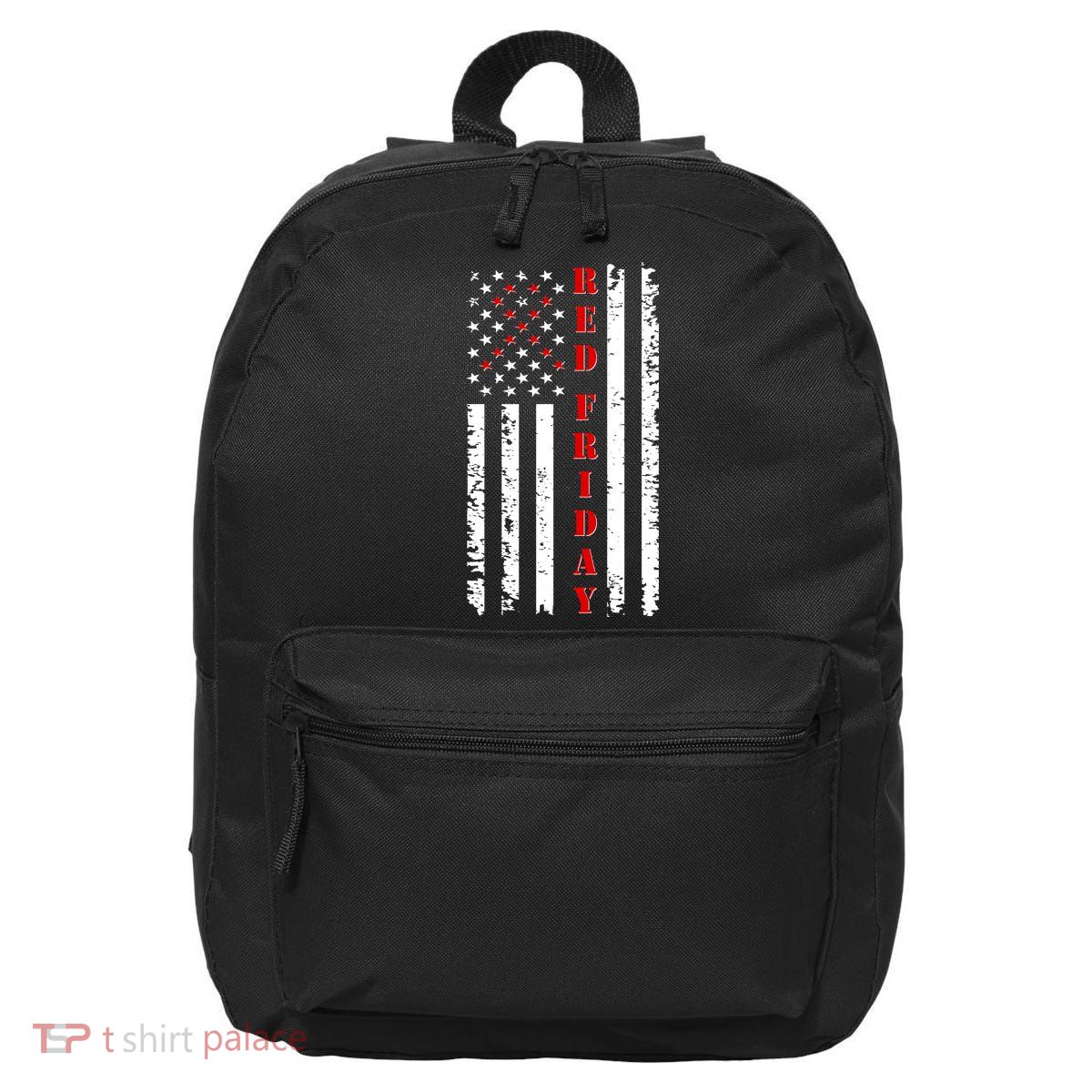 Red Friday Distressed Ribbon US Flag Support Veterans 16 in Basic Backpack