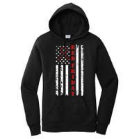 Red Friday Distressed Ribbon US Flag Support Veterans Women's Pullover Hoodie