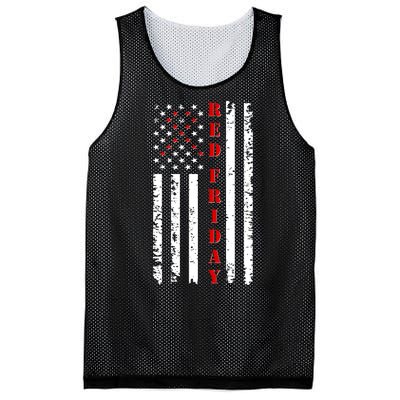 Red Friday Distressed Ribbon US Flag Support Veterans Mesh Reversible Basketball Jersey Tank