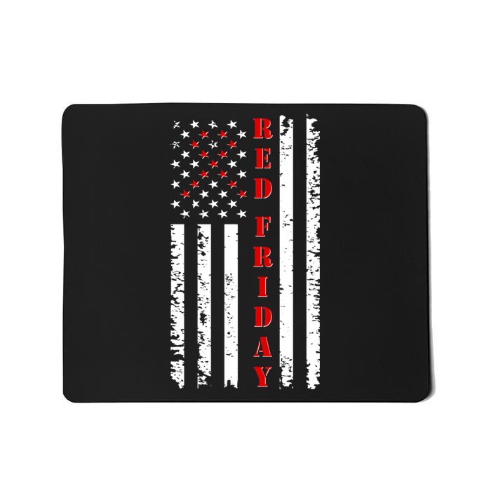 Red Friday Distressed Ribbon US Flag Support Veterans Mousepad