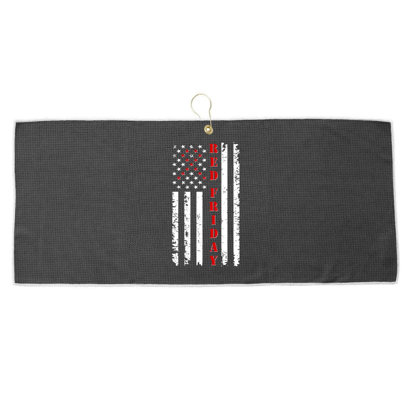 Red Friday Distressed Ribbon US Flag Support Veterans Large Microfiber Waffle Golf Towel