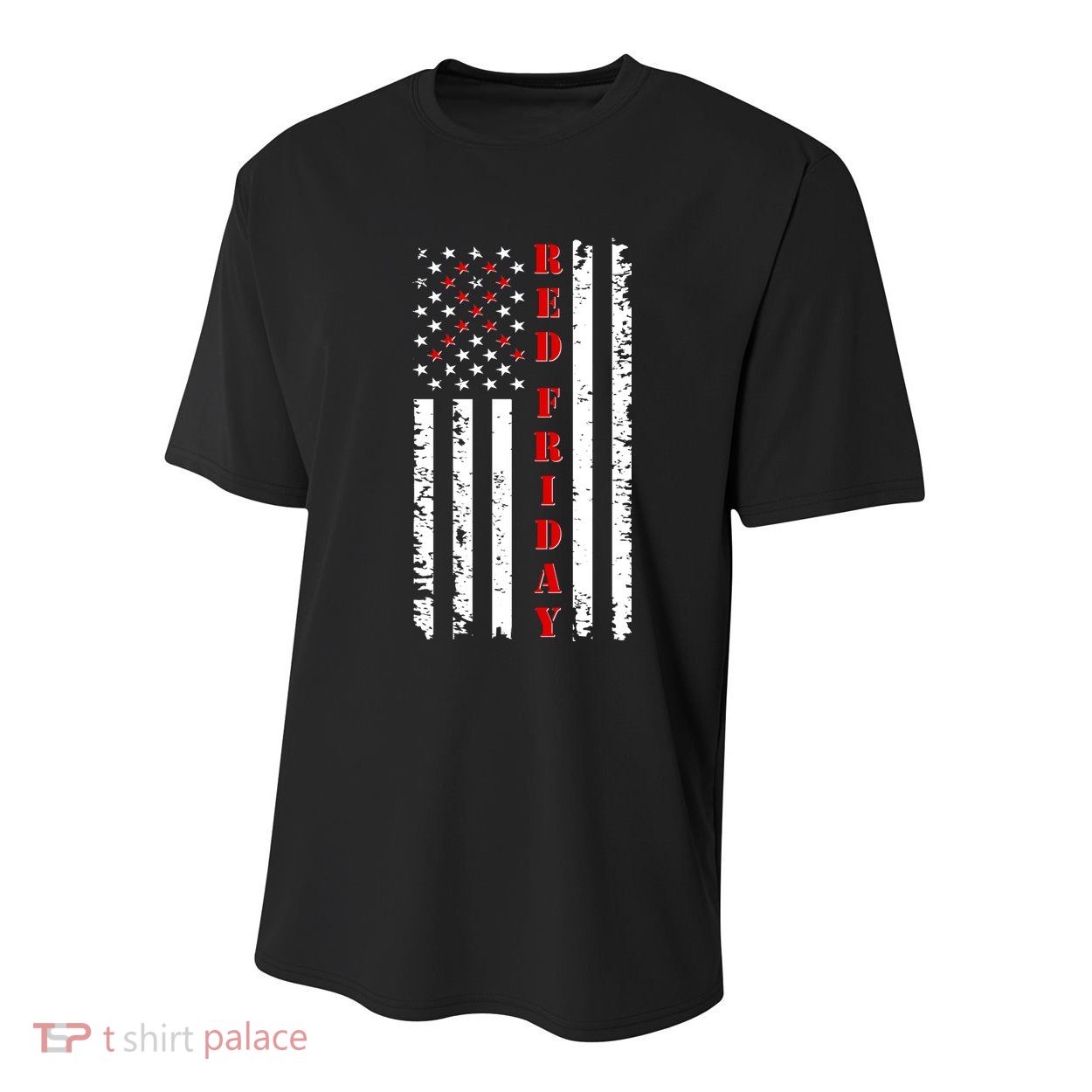 Red Friday Distressed Ribbon US Flag Support Veterans Youth Performance Sprint T-Shirt