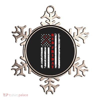 Red Friday Distressed Ribbon US Flag Support Veterans Metallic Star Ornament