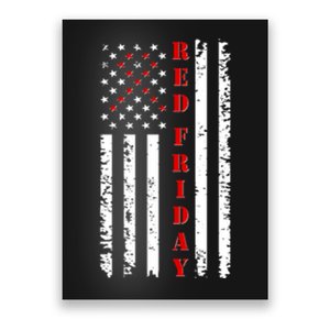 Red Friday Distressed Ribbon US Flag Support Veterans Poster