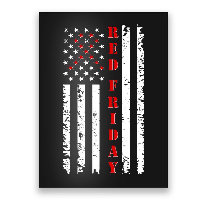 Red Friday Distressed Ribbon US Flag Support Veterans Poster