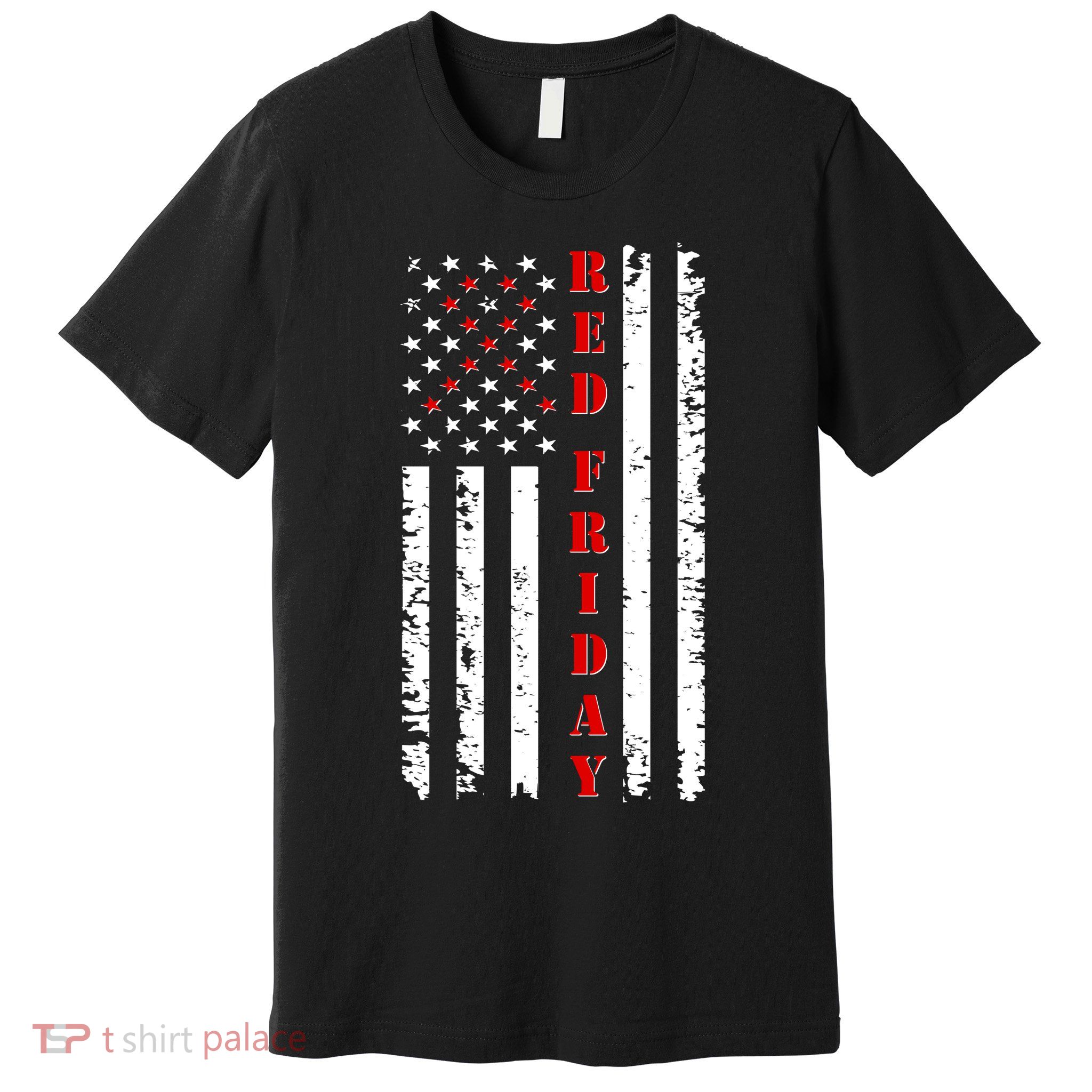 Red Friday Distressed Ribbon US Flag Support Veterans Premium T-Shirt
