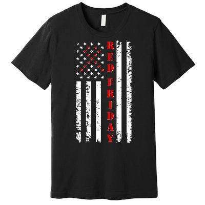 Red Friday Distressed Ribbon US Flag Support Veterans Premium T-Shirt