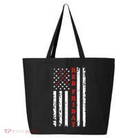 Red Friday Distressed Ribbon US Flag Support Veterans 25L Jumbo Tote
