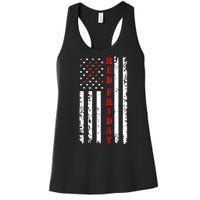 Red Friday Distressed Ribbon US Flag Support Veterans Women's Racerback Tank