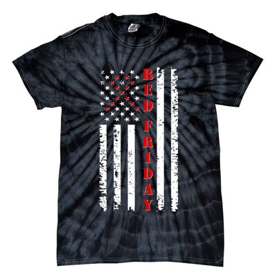 Red Friday Distressed Ribbon US Flag Support Veterans Tie-Dye T-Shirt
