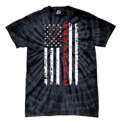 Red Friday Distressed Ribbon US Flag Support Veterans Tie-Dye T-Shirt