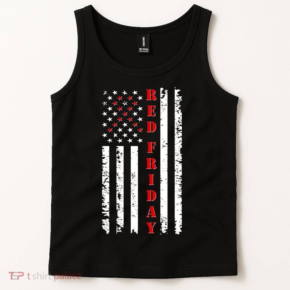Red Friday Distressed Ribbon US Flag Support Veterans Tank Top