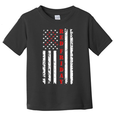 Red Friday Distressed Ribbon US Flag Support Veterans Toddler T-Shirt