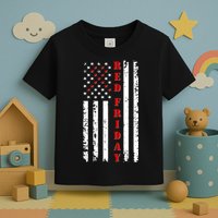 Red Friday Distressed Ribbon US Flag Support Veterans Toddler T-Shirt