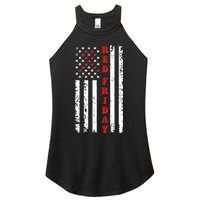 Red Friday Distressed Ribbon US Flag Support Veterans Women's Perfect Tri Rocker Tank