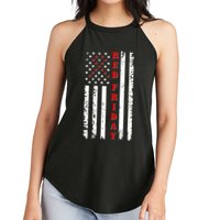 Red Friday Distressed Ribbon US Flag Support Veterans Women's Perfect Tri Rocker Tank