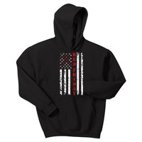 Red Friday Distressed Ribbon US Flag Support Veterans Kids Hoodie