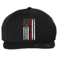 Red Friday Distressed Ribbon US Flag Support Veterans Wool Snapback Cap