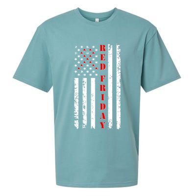 Red Friday Distressed Ribbon US Flag Support Veterans Sueded Cloud Jersey T-Shirt