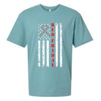Red Friday Distressed Ribbon US Flag Support Veterans Sueded Cloud Jersey T-Shirt