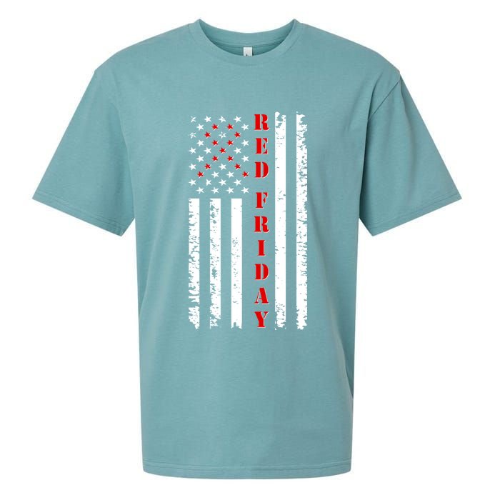 Red Friday Distressed Ribbon US Flag Support Veterans Sueded Cloud Jersey T-Shirt