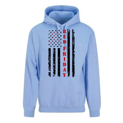 Red Friday Distressed Ribbon US Flag Support Veterans Unisex Surf Hoodie