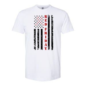 Red Friday Distressed Ribbon US Flag Support Veterans Softstyle CVC T-Shirt