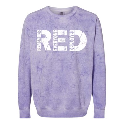 Red Friday Remember Everyone Deployed Colorblast Crewneck Sweatshirt