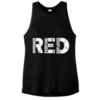 Red Friday Remember Everyone Deployed Ladies PosiCharge Tri-Blend Wicking Tank
