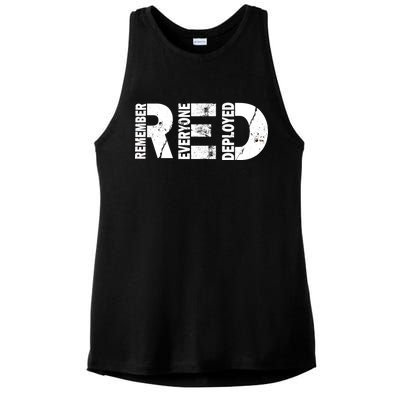 Red Friday Remember Everyone Deployed Ladies PosiCharge Tri-Blend Wicking Tank