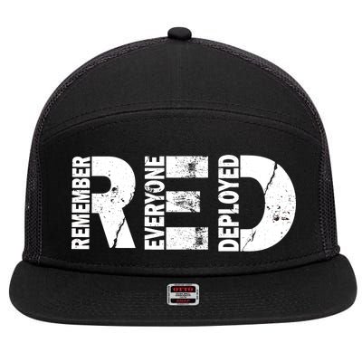 Red Friday Remember Everyone Deployed 7 Panel Mesh Trucker Snapback Hat