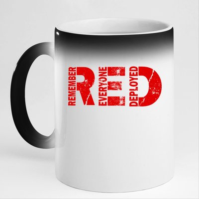 Red Friday Remember Everyone Deployed 11oz Black Color Changing Mug