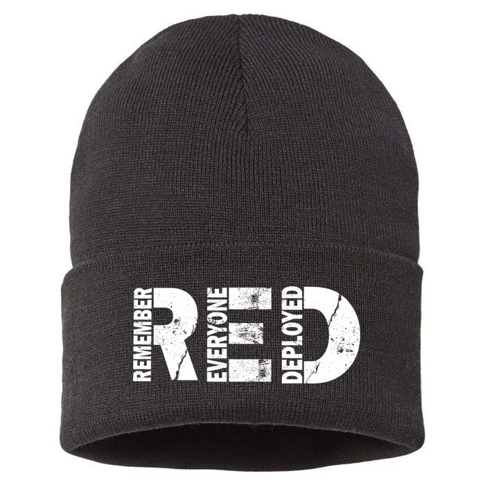 Red Friday Remember Everyone Deployed Sustainable Knit Beanie