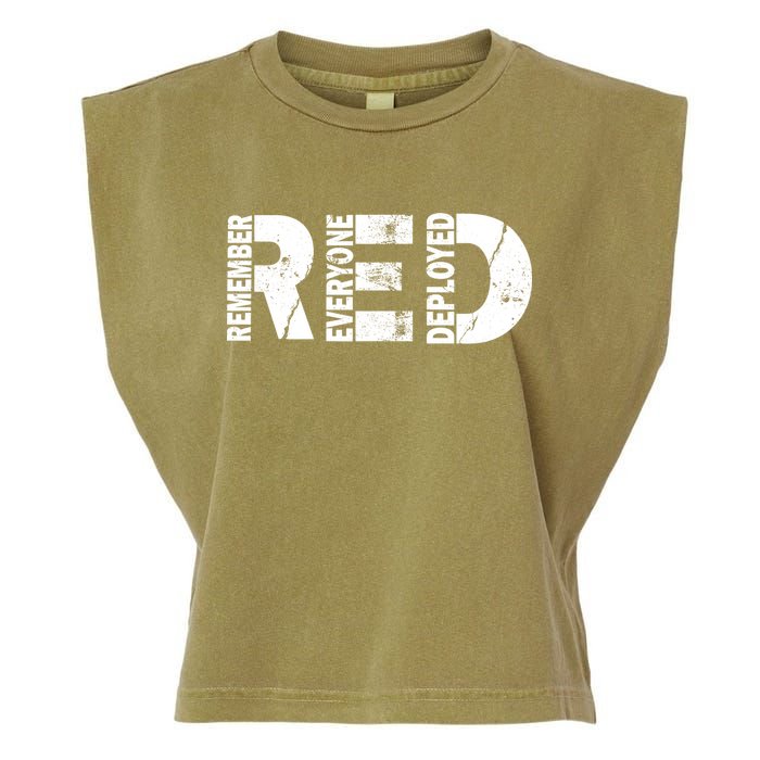 Red Friday Remember Everyone Deployed Garment-Dyed Women's Muscle Tee