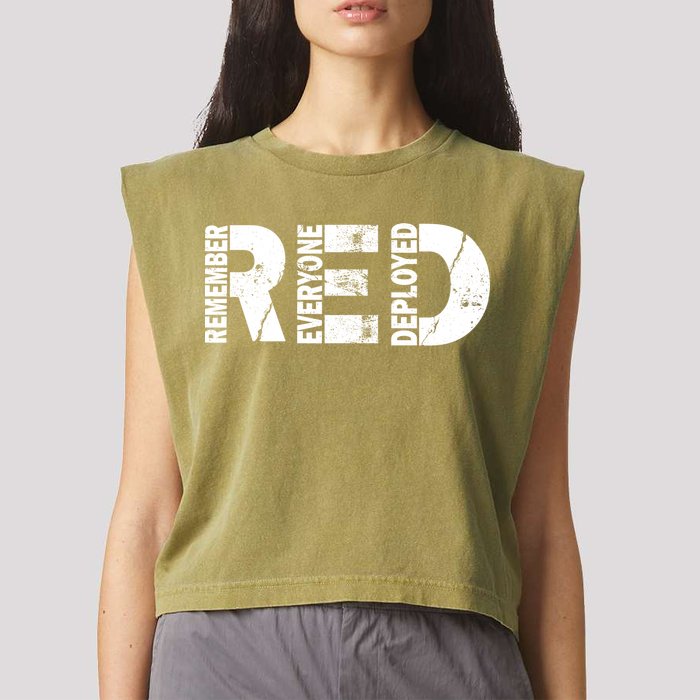 Red Friday Remember Everyone Deployed Garment-Dyed Women's Muscle Tee