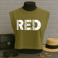 Red Friday Remember Everyone Deployed Garment-Dyed Women's Muscle Tee