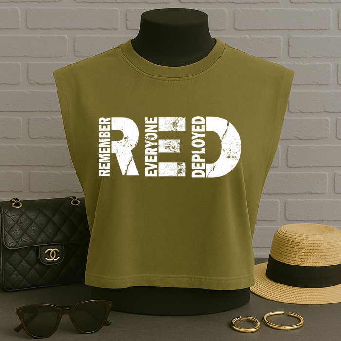 Red Friday Remember Everyone Deployed Garment-Dyed Women's Muscle Tee