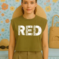 Red Friday Remember Everyone Deployed Garment-Dyed Women's Muscle Tee