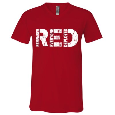 Red Friday Remember Everyone Deployed V-Neck T-Shirt