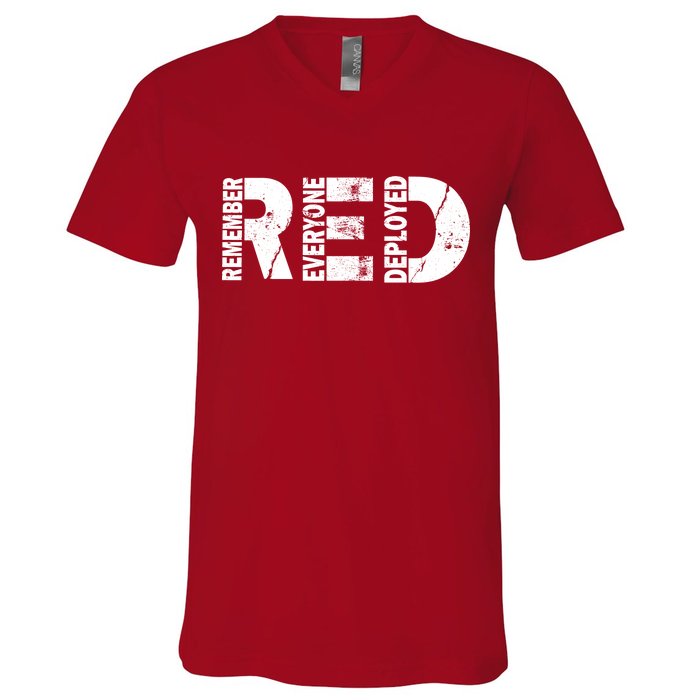 Red Friday Remember Everyone Deployed V-Neck T-Shirt