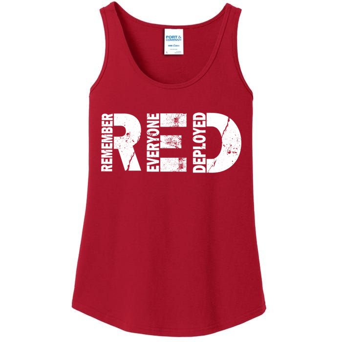 Red Friday Remember Everyone Deployed Ladies Essential Tank