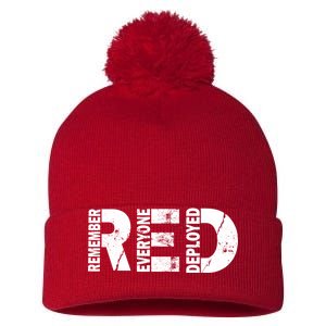 Red Friday Remember Everyone Deployed Pom Pom 12in Knit Beanie