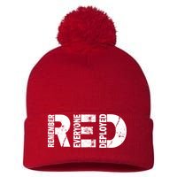 Red Friday Remember Everyone Deployed Pom Pom 12in Knit Beanie