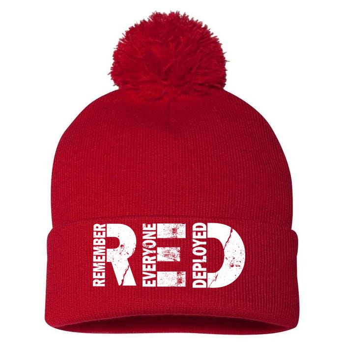 Red Friday Remember Everyone Deployed Pom Pom 12in Knit Beanie