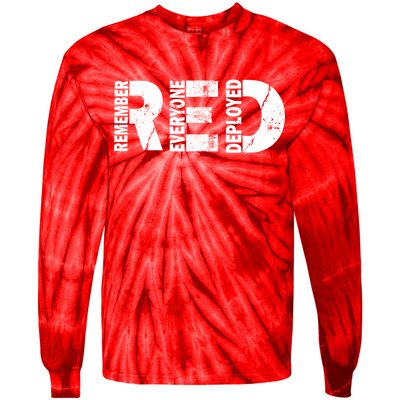 Red Friday Remember Everyone Deployed Tie-Dye Long Sleeve Shirt