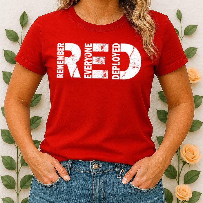 Red Friday Remember Everyone Deployed Womens T-Shirt