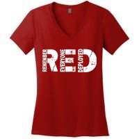 Red Friday Remember Everyone Deployed Women's V-Neck T-Shirt