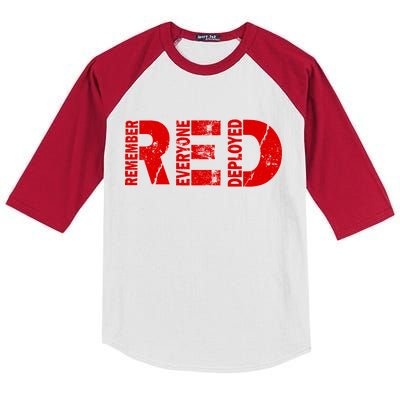 Red Friday Remember Everyone Deployed Kids Colorblock Raglan Jersey