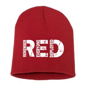 Red Friday Remember Everyone Deployed Short Acrylic Beanie