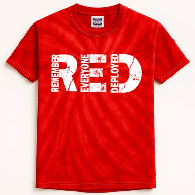 Red Friday Remember Everyone Deployed Kids Tie-Dye T-Shirt